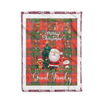 Personalized Gift Tartan Plaid Blanket Clan Grant Ancient With Funny Santa Snowman Reindeer Merry Christmas Fleece Blanket, Christmas Blanket, Plaid Blanket, Tartan Blanket,Scottish Blanket