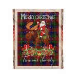 Personalized Gift Plaid Tartan Blanket Clan Tennant With Moose Lover Xmas Gift Santa Riding Christmas Fleece Blanket