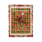 Personalized Gift Plaid Tartan Blanket Clan Baxter With Moose Lover Xmas Gift Santa Riding Christmas Fleece Blanket