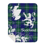 Sherpa Blanket - Tartan Blanket Thistle and Lion Scottish Clan Hamilton Hunting Modern Plaid Blanket, plaid sherpa blanket queen,purple sherpa blanket,queen sherpa blanket,queen size sherpa blanket,red sherpa blanket,scottish tartan blankets,sherpa blanket,sherpa christmas blanket