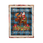 Personalized Gift Plaid Tartan Blanket Clan Garden With Moose Lover Xmas Gift Santa Riding Christmas Fleece Blanket