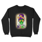 Spooky Mama Messy Bun Skull Halloween Costume Momster One Spooky Mama Messy Bun Bleached Halloween Skull Monster Womens Halloween Sweatshirts, Halloween Sweatshirt Plus Size - Scotstee Shop