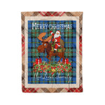 Personalized Gift Plaid Tartan Blanket Clan MacLeod Of Harris Ancient With Moose Lover Xmas Gift Santa Riding Christmas Fleece Blanket