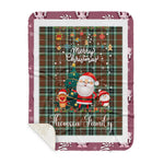 Personalized Gift Tartan Plaid Blanket Clan Thomson Hunting Modern With Funny Santa Snowman Reindeer Merry Christmas Gift Sherpa Blanket, blue plaid sherpa blanket,blue tartan sherpa blanket,Buchan,buffalo plaid sherpa blanket,christmas sherpa blanket,Christmas Throw Blanket