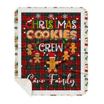 Personalized Gift Tartan Plaid Blanket Clan Carr With Christmas Cookie Baking Crew Christmas Gift Sherpa Blanket, tartan sherpa blanket,buffalo plaid sherpa blanket,christmas sherpa blanket,Christmas Throw Blanket,green plaid sherpa blanket,green sherpa blanket