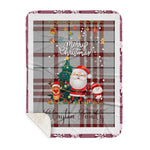 Personalized Gift Tartan Plaid Blanket Clan Clayton With Funny Santa Snowman Reindeer Merry Christmas Gift Sherpa Blanket, blue plaid sherpa blanket,blue tartan sherpa blanket,Buchan,buffalo plaid sherpa blanket,christmas sherpa blanket,Christmas Throw Blanket