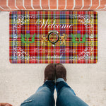 Doormat - Welcome Mat Scottish Clan Drummond Of Strathallan Tartan Door Mat, Plaid Doormat With Thistle and Two Lion Scottish