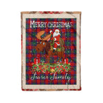 Personalized Gift Plaid Tartan Blanket Clan Fraser of Altyre With Moose Lover Xmas Gift Santa Riding Christmas Fleece Blanket