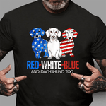 Scotstee Shop - Dachshund Red White Blue Sunglasses USA American Flag 4th Of July Shirt 4th of July Dachshund Shirt