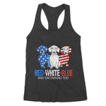 Dachshund Red White Blue Sunglasses USA American Flag Women's Tank Top - Scotstee Shop