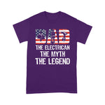 Scotstee Shop - Dad Electrician Myth Legend American Flag Shirt Fathers Day Shirts