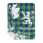 Sherpa Blanket - Tartan Blanket Thistle and Lion Scottish Clan Learmonth Plaid Blanket, plaid sherpa blanket queen,purple sherpa blanket,queen sherpa blanket,queen size sherpa blanket,red sherpa blanket,scottish tartan blankets,sherpa blanket,sherpa christmas blanket