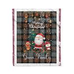 Personalized Gift Tartan Plaid Blanket Clan Gunn Weathered With Funny Santa Snowman Reindeer Merry Christmas Fleece Blanket, Christmas Blanket, Plaid Blanket, Tartan Blanket,Scottish Blanket