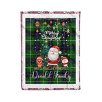 Personalized Gift Tartan Plaid Blanket Clan Donald MacDonald With Funny Santa Snowman Reindeer Merry Christmas Fleece Blanket, Home Living Room, Plaid Blanket, Tartan Blanket, Scottish Blanket, Buffalo fleece blanket, Christmas Blanket