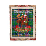 Personalized Gift Plaid Tartan Blanket Clan Young With Moose Lover Xmas Gift Santa Riding Christmas Fleece Blanket