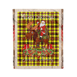 Personalized Gift Plaid Tartan Blanket Clan Jardine Yellow With Moose Lover Xmas Gift Santa Riding Christmas Fleece Blanket