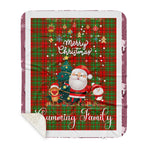 Personalized Gift Tartan Plaid Blanket Clan Cumming Modern With Funny Santa Snowman Reindeer Merry Christmas Gift Sherpa Blanket, blue plaid sherpa blanket,blue tartan sherpa blanket,Buchan,buffalo plaid sherpa blanket,christmas sherpa blanket,Christmas Throw Blanket