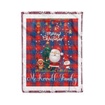 Personalized Gift Tartan Plaid Blanket Clan McKerrell Red With Funny Santa Snowman Reindeer Merry Christmas Fleece Blanket, Home Living Room, Plaid Blanket, Tartan Blanket, Scottish Blanket, Buffalo fleece blanket, Christmas Blanket