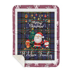Personalized Gift Tartan Plaid Blanket Clan Fletcher Of Dunans With Funny Santa Snowman Reindeer Merry Christmas Gift Sherpa Blanket, blue plaid sherpa blanket,blue tartan sherpa blanket,Buchan,buffalo plaid sherpa blanket,christmas sherpa blanket,Christmas Throw Blanket
