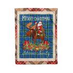 Personalized Gift Plaid Tartan Blanket Clan Falconer With Moose Lover Xmas Gift Santa Riding Christmas Fleece Blanket