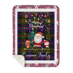 Scotstee Shop - Personalized Gift Tartan Plaid Blanket Clan Cameron Of Erracht Modern With Funny Santa Snowman Reindeer Merry Christmas Gift Sherpa Blanket