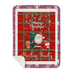 Personalized Gift Tartan Plaid Blanket Clan MacLay With Funny Santa Snowman Reindeer Merry Christmas Gift Sherpa Blanket, blue plaid sherpa blanket,blue tartan sherpa blanket,Buchan,buffalo plaid sherpa blanket,christmas sherpa blanket,Christmas Throw Blanket