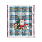 Personalized Gift Tartan Plaid Blanket Clan Stewart Muted Blue With Funny Santa Snowman Reindeer Merry Christmas Fleece Blanket, Home Living Room, Plaid Blanket, Tartan Blanket, Scottish Blanket, Buffalo fleece blanket, Christmas Blanket