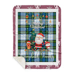 Personalized Gift Tartan Plaid Blanket Clan Campbell Dress With Funny Santa Snowman Reindeer Merry Christmas Gift Sherpa Blanket, blue plaid sherpa blanket,blue tartan sherpa blanket,Buchan,buffalo plaid sherpa blanket,christmas sherpa blanket,Christmas Throw Blanket