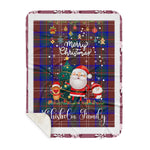 Personalized Gift Tartan Plaid Blanket Clan Chisholm Hunting Modern With Funny Santa Snowman Reindeer Merry Christmas Gift Sherpa Blanket, blue plaid sherpa blanket,blue tartan sherpa blanket,Buchan,buffalo plaid sherpa blanket,christmas sherpa blanket,Christmas Throw Blanket