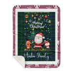 Personalized Gift Tartan Plaid Blanket Clan Austin With Funny Santa Snowman Reindeer Merry Christmas Gift Sherpa Blanket, blue plaid sherpa blanket,blue tartan sherpa blanket,Buchan,buffalo plaid sherpa blanket,christmas sherpa blanket,Christmas Throw Blanket