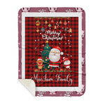 Personalized Gift Tartan Plaid Blanket Clan MacIver Red With Funny Santa Snowman Reindeer Merry Christmas Gift Sherpa Blanket, blue plaid sherpa blanket,blue tartan sherpa blanket,Buchan,buffalo plaid sherpa blanket,christmas sherpa blanket,Christmas Throw Blanket