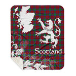 Sherpa Blanket - Tartan Blanket Thistle and Lion Scottish Clan Fotheringham Plaid Blanket, plaid sherpa blanket queen,purple sherpa blanket,queen sherpa blanket,queen size sherpa blanket,red sherpa blanket,scottish tartan blankets,sherpa blanket,sherpa christmas blanket