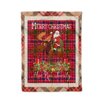 Personalized Gift Plaid Tartan Blanket Clan MacRae Modern With Moose Lover Xmas Gift Santa Riding Christmas Fleece Blanket