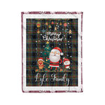 Personalized Gift Tartan Plaid Blanket Clan Lyle With Funny Santa Snowman Reindeer Merry Christmas Fleece Blanket, Home Living Room, Plaid Blanket, Tartan Blanket, Scottish Blanket, Buffalo fleece blanket, Christmas Blanket