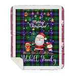 Personalized Gift Tartan Plaid Blanket Clan Mitchell With Funny Santa Snowman Reindeer Merry Christmas Gift Sherpa Blanket, blue plaid sherpa blanket,blue tartan sherpa blanket,Buchan,buffalo plaid sherpa blanket,christmas sherpa blanket,Christmas Throw Blanket