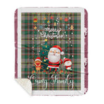 Personalized Gift Tartan Plaid Blanket Clan Craig Ancient With Funny Santa Snowman Reindeer Merry Christmas Gift Sherpa Blanket, blue plaid sherpa blanket,blue tartan sherpa blanket,Buchan,buffalo plaid sherpa blanket,christmas sherpa blanket,Christmas Throw Blanket