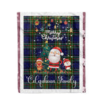 Personalized Gift Tartan Plaid Blanket Clan Colquhoun With Funny Santa Snowman Reindeer Merry Christmas Fleece Blanket, Home Living Room, Plaid Blanket, Tartan Blanket, Scottish Blanket, Buffalo fleece blanket, Christmas Blanket