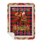 Personalized Gift Plaid Tartan Blanket Clan MacPherson Modern With Moose Lover Xmas Gift Santa Riding Plaid Christmas Sherpa Blanket