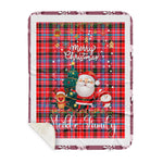 Personalized Gift Tartan Plaid Blanket Clan Meikle With Funny Santa Snowman Reindeer Merry Christmas Gift Sherpa Blanket, blue plaid sherpa blanket,blue tartan sherpa blanket,Buchan,buffalo plaid sherpa blanket,christmas sherpa blanket,Christmas Throw Blanket
