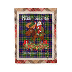 Personalized Gift Plaid Tartan Blanket Clan Whitefoord With Moose Lover Xmas Gift Santa Riding Christmas Fleece Blanket