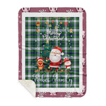 Personalized Gift Tartan Plaid Blanket Clan Forbes Dress With Funny Santa Snowman Reindeer Merry Christmas Gift Sherpa Blanket, blue plaid sherpa blanket,blue tartan sherpa blanket,Buchan,buffalo plaid sherpa blanket,christmas sherpa blanket,Christmas Throw Blanket
