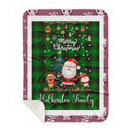 Personalized Gift Tartan Plaid Blanket Clan Halkerston With Funny Santa Snowman Reindeer Merry Christmas Gift Sherpa Blanket, blue plaid sherpa blanket,blue tartan sherpa blanket,Buchan,buffalo plaid sherpa blanket,christmas sherpa blanket,Christmas Throw Blanket