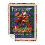 Personalized Gift Plaid Tartan Blanket Clan Elphinstone With Moose Lover Xmas Gift Santa Riding Buffalo Plaid Christmas Sherpa Blanket