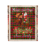 Personalized Gift Plaid Tartan Blanket Clan Skene With Moose Lover Xmas Gift Santa Riding Christmas Fleece Blanket