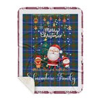 Personalized Gift Tartan Plaid Blanket Clan Edmonstone With Funny Santa Snowman Reindeer Merry Christmas Gift Sherpa Blanket, blue plaid sherpa blanket,blue tartan sherpa blanket,Buchan,buffalo plaid sherpa blanket,christmas sherpa blanket,Christmas Throw Blanket