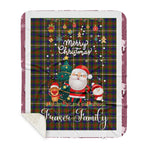 Personalized Gift Tartan Plaid Blanket Clan Fraser Hunting With Funny Santa Snowman Reindeer Merry Christmas Gift Sherpa Blanket, blue plaid sherpa blanket,blue tartan sherpa blanket,Buchan,buffalo plaid sherpa blanket,christmas sherpa blanket,Christmas Throw Blanket