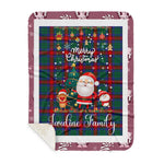 Personalized Gift Tartan Plaid Blanket Clan Jardine Dress With Funny Santa Snowman Reindeer Merry Christmas Gift Sherpa Blanket, blue plaid sherpa blanket,blue tartan sherpa blanket,Buchan,buffalo plaid sherpa blanket,christmas sherpa blanket,Christmas Throw Blanket