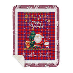 Personalized Gift Tartan Plaid Blanket Clan Hamilton Modern With Funny Santa Snowman Reindeer Merry Christmas Gift Sherpa Blanket, blue plaid sherpa blanket,blue tartan sherpa blanket,Buchan,buffalo plaid sherpa blanket,christmas sherpa blanket,Christmas Throw Blanket