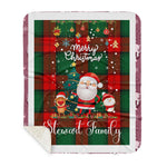 Personalized Gift Tartan Plaid Blanket Clan Stewart Atholl Modern With Funny Santa Snowman Reindeer Merry Christmas Gift Sherpa Blanket, blue plaid sherpa blanket,blue tartan sherpa blanket,Buchan,buffalo plaid sherpa blanket,christmas sherpa blanket,Christmas Throw Blanket
