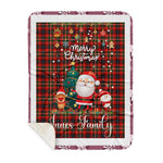 Personalized Gift Tartan Plaid Blanket Clan Innes of Moray With Funny Santa Snowman Reindeer Merry Christmas Gift Sherpa Blanket, blue plaid sherpa blanket,blue tartan sherpa blanket,Buchan,buffalo plaid sherpa blanket,christmas sherpa blanket,Christmas Throw Blanket